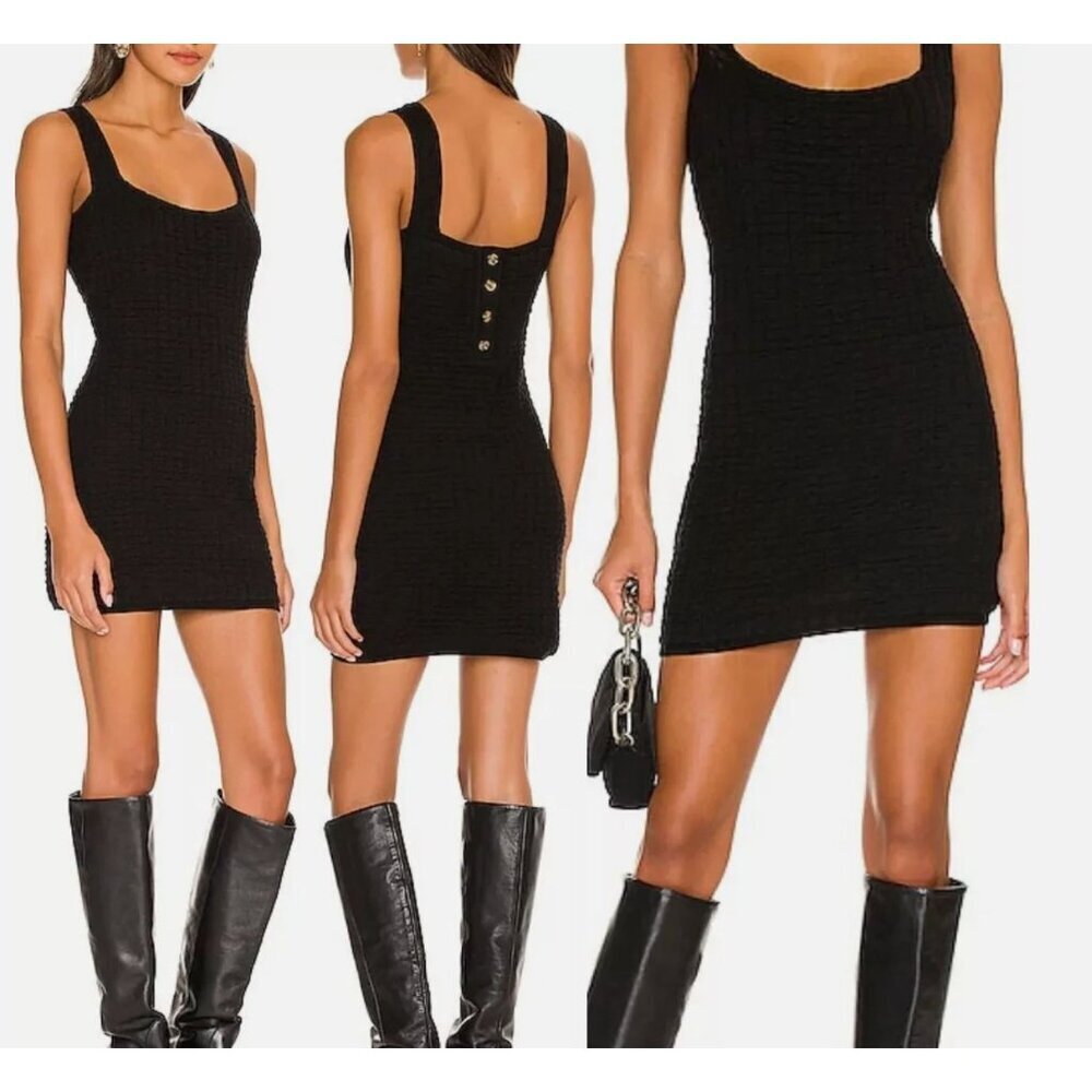 Free People Beach Short and Sweet Mini Dress Size M Black Ribbed Knit Button NEW